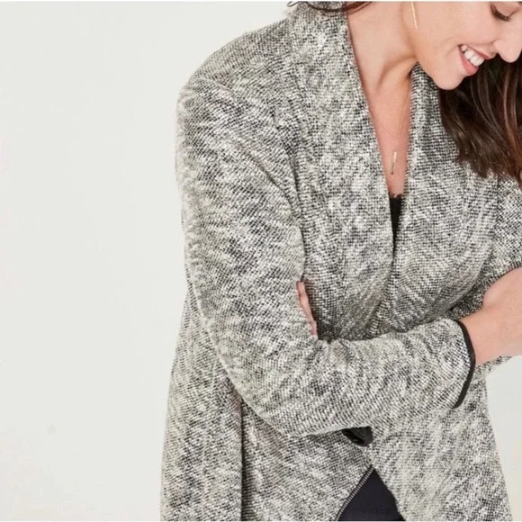 STELLA & DOT Women’s Rebel Gold Shimmer Knit Moto Jacket Zip Front Size XS - Picture 3 of 8